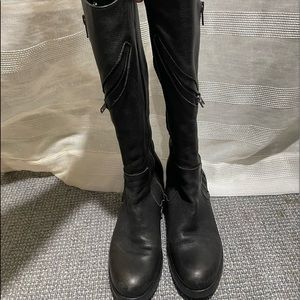 Vera Wang black Leather MOTO, Riding boot, tall boot